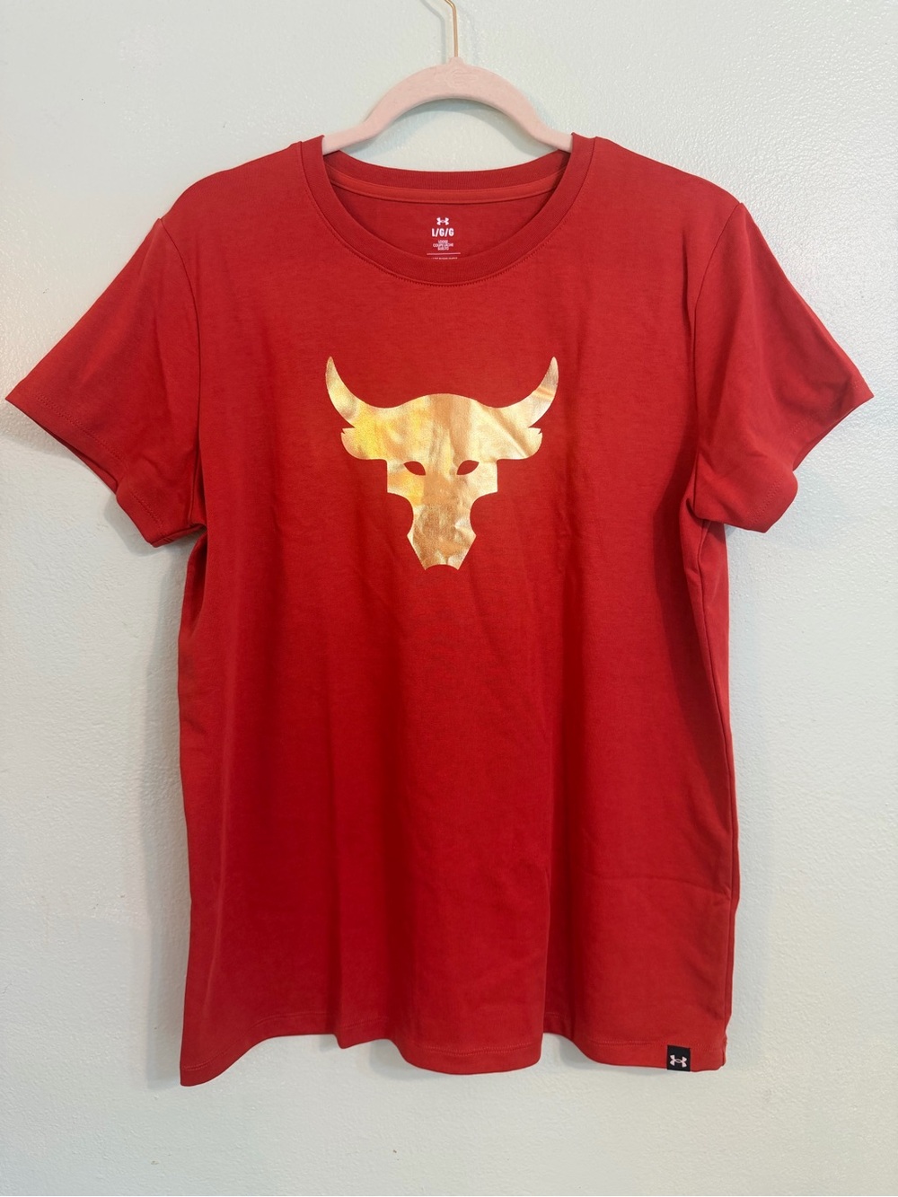 Under Armour Red Short Sleeve Tee with Gold Bull Graphic
